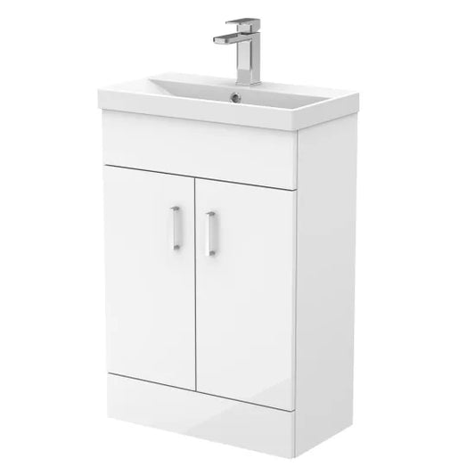 floor standing basin unit white satin 550mm wide