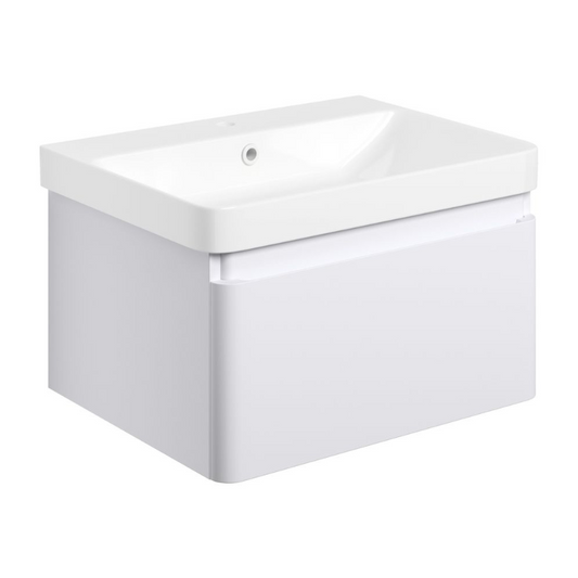 calpe 600mm wall hung basin unit basin matt white, Alessio, Wall Hung Vanity Unit, 1