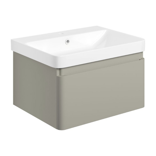 calpe 600mm wall hung basin unit basin matt latte, Alessio, Wall Hung Vanity Unit, 1