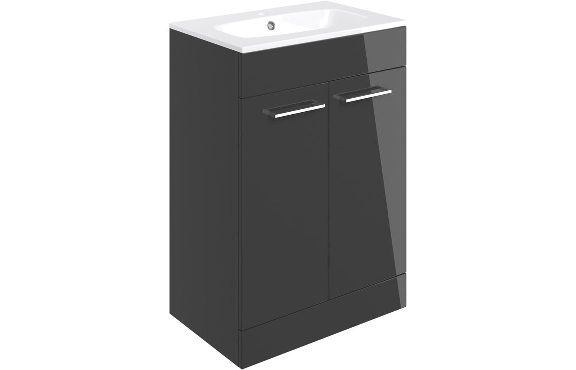 Lucio Bath Suite 1700mm with Anthracite Gloss 600mm Basin Unit And Toilet