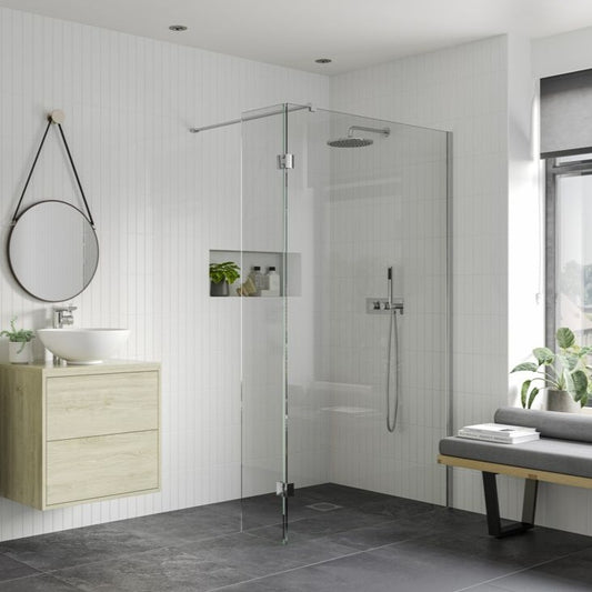 Rosa 1000mm Wetroom Panel With 300mm Rotatable Panel & Support Bar
