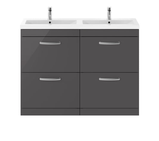 nuie 1200mm floor standing cabinet with double ceramic basinath076f, Nuie, Sink Vanity Unit, Basin Unit, 1