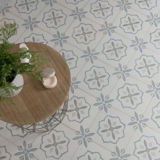 sirocco blue cross tiles 223x223mm, Decor Tiles, Floor Tiles, Patterned Tiles, Porcelain Tiles, Wall Tiles, Blue Tiles, 1