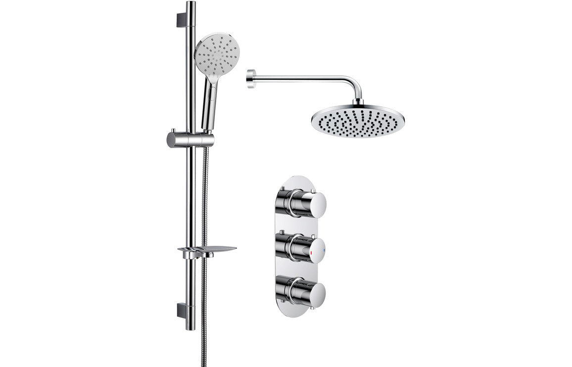 Carlo Round Shower Pack - Two Outlet with Riser & Overhead Kit