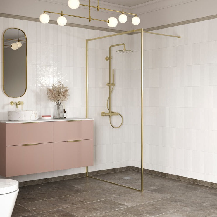 Rosa 900mm Brushed Brass Wetroom Panel & 900mm Side Panel