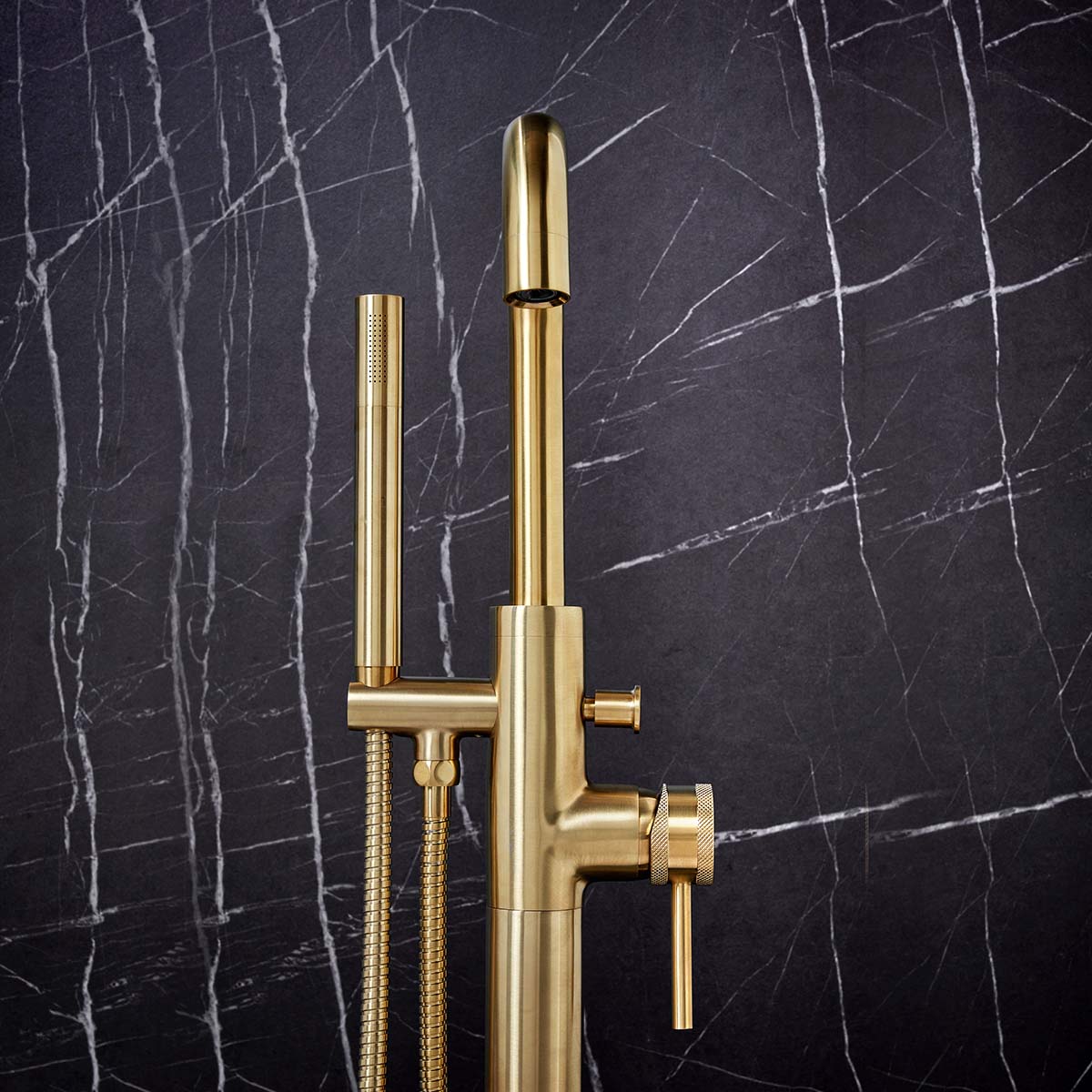 Core Freestanding Bath Shower Mixer Tap Brushed Brass
