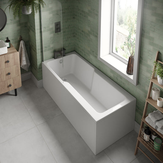cameo straight shower bath 1700x750x550mm, Baths, Straight Baths, Alessio, 1