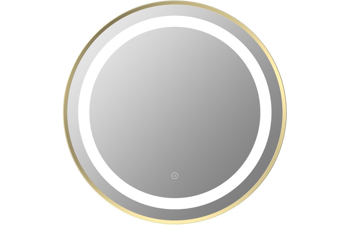Arezzo 600mm Round Front-Lit LED Mirror - Brushed Brass - bathandtile