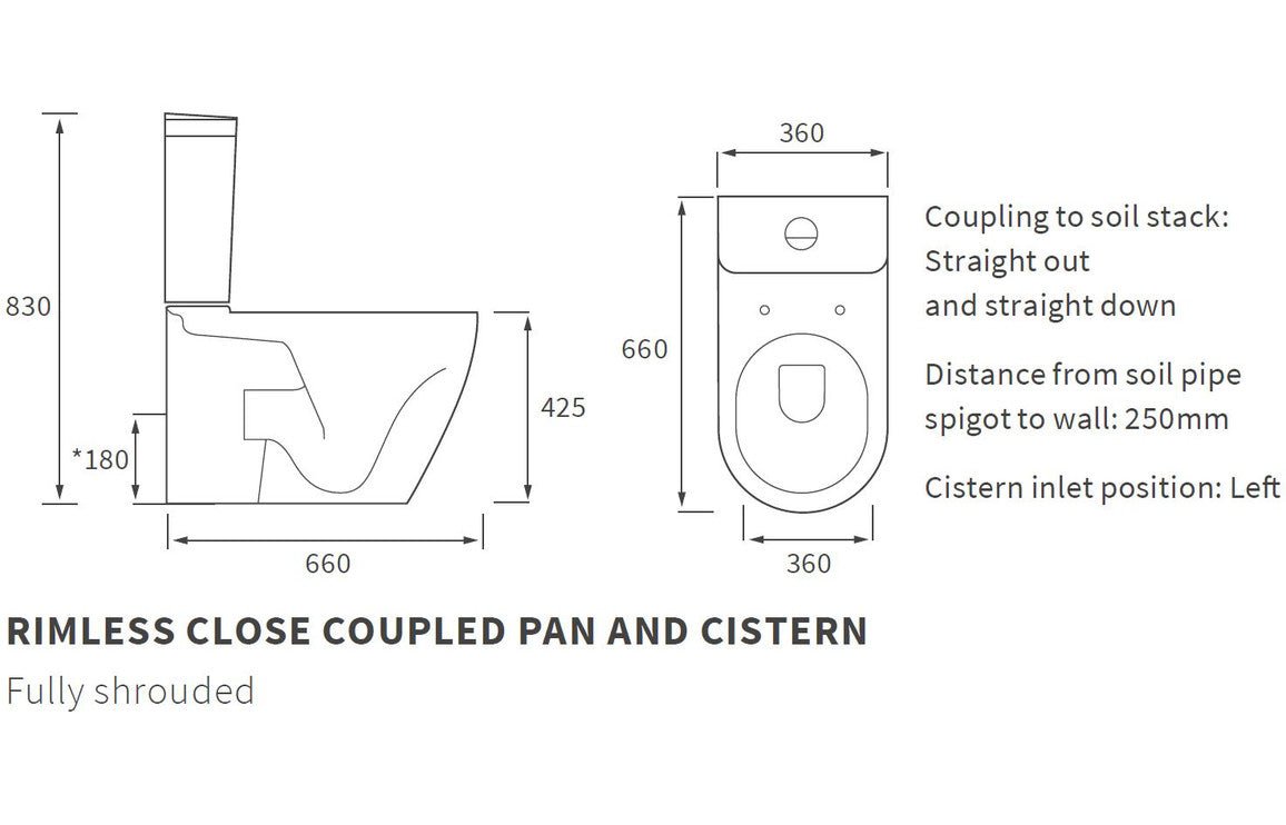 Esta Rimless Close Coupled Fully Shrouded WC & Soft Close Toilet Seat - bathandtile