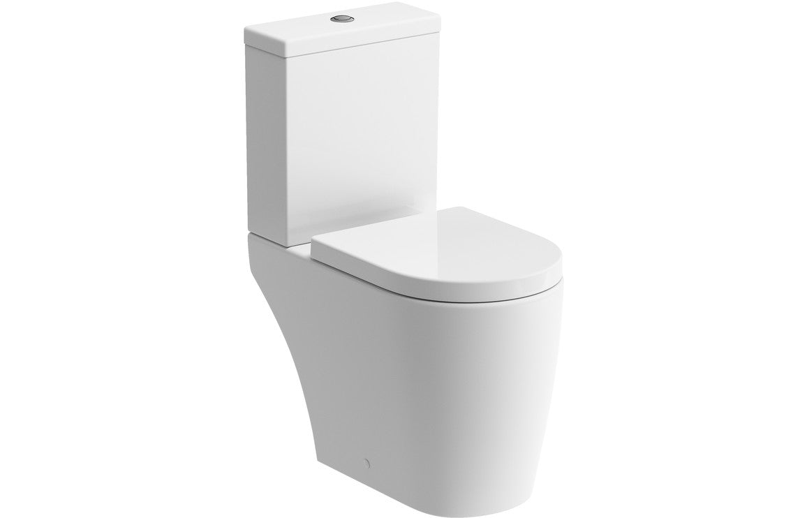 Esta Rimless Close Coupled Open Back WC & Soft Close Toilet Seat - bathandtile