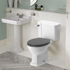 Florence Close Coupled WC & Grey Ash Soft Close Toilet Seat