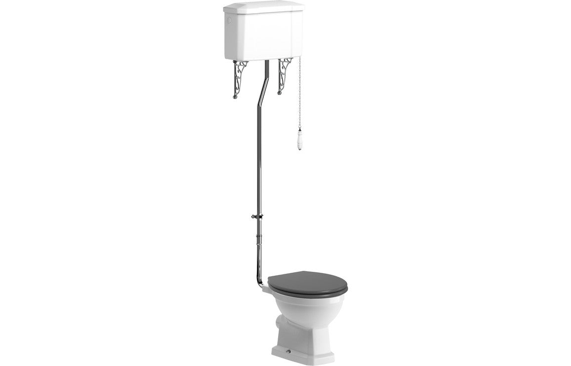 Florence High Level WC & Grey Ash Soft Close Toilet Seat - bathandtile