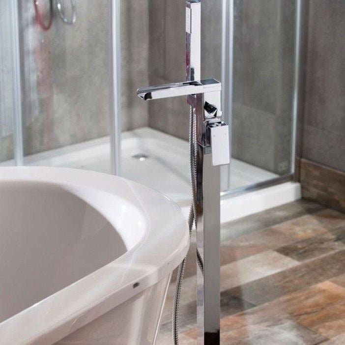 Leola Chrome Freestanding Bath Tap & Shower Mixer - bathandtile