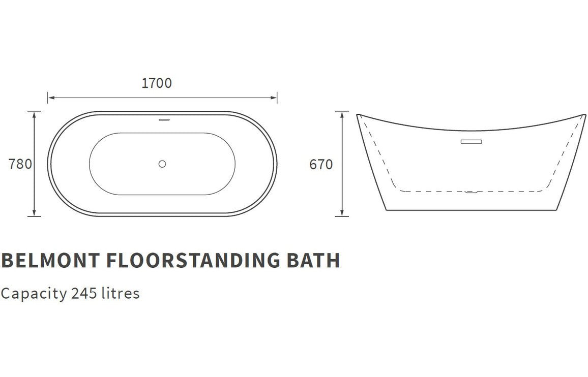 Leola Freestanding Bath 1700x780x690mm - White - bathandtile