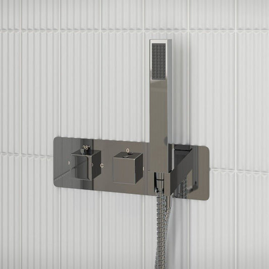 Mattia Thermostatic Shower Valve with Handset - Two Outlet - bathandtile