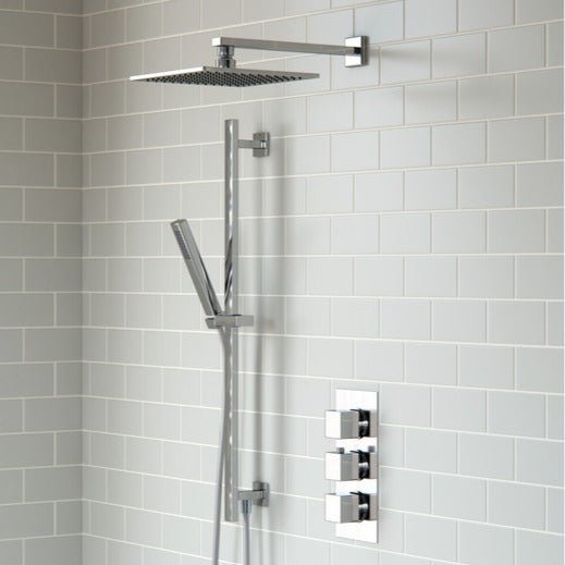 Raul Square Shower Pack Two Outlet, Riser & Overhead Kit - bathandtile