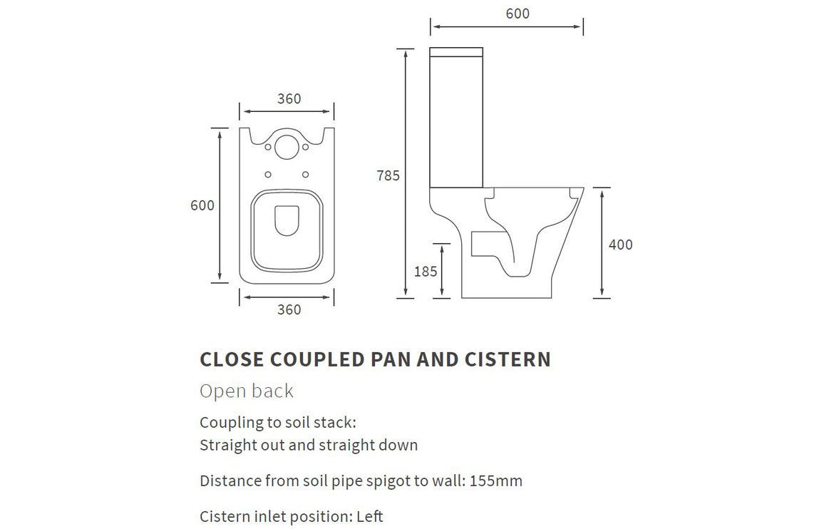 Rosa Close Coupled Open Back WC & Slim Soft Close Toilet Seat - bathandtile