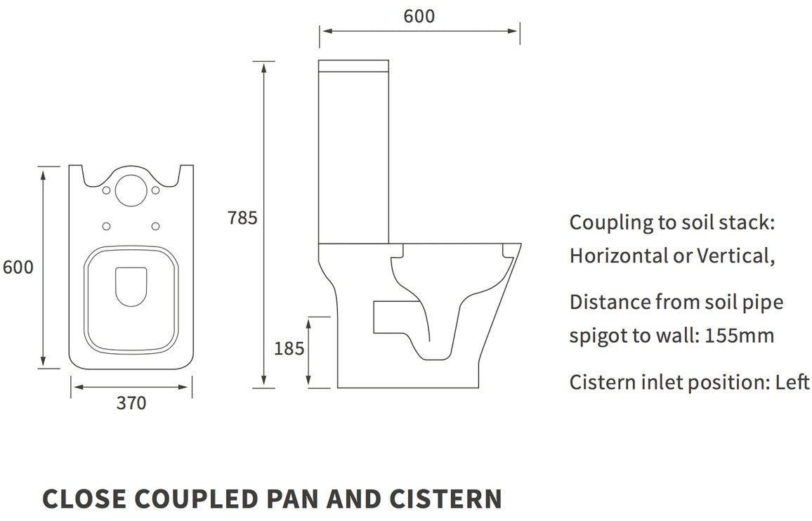 Rosa Close Coupled Open Back WC & Slim Soft Close Toilet Seat - bathandtile