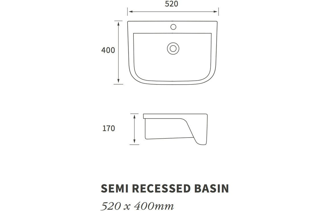 Rosa Semi Recessed Basin 520x400mm - bathandtile