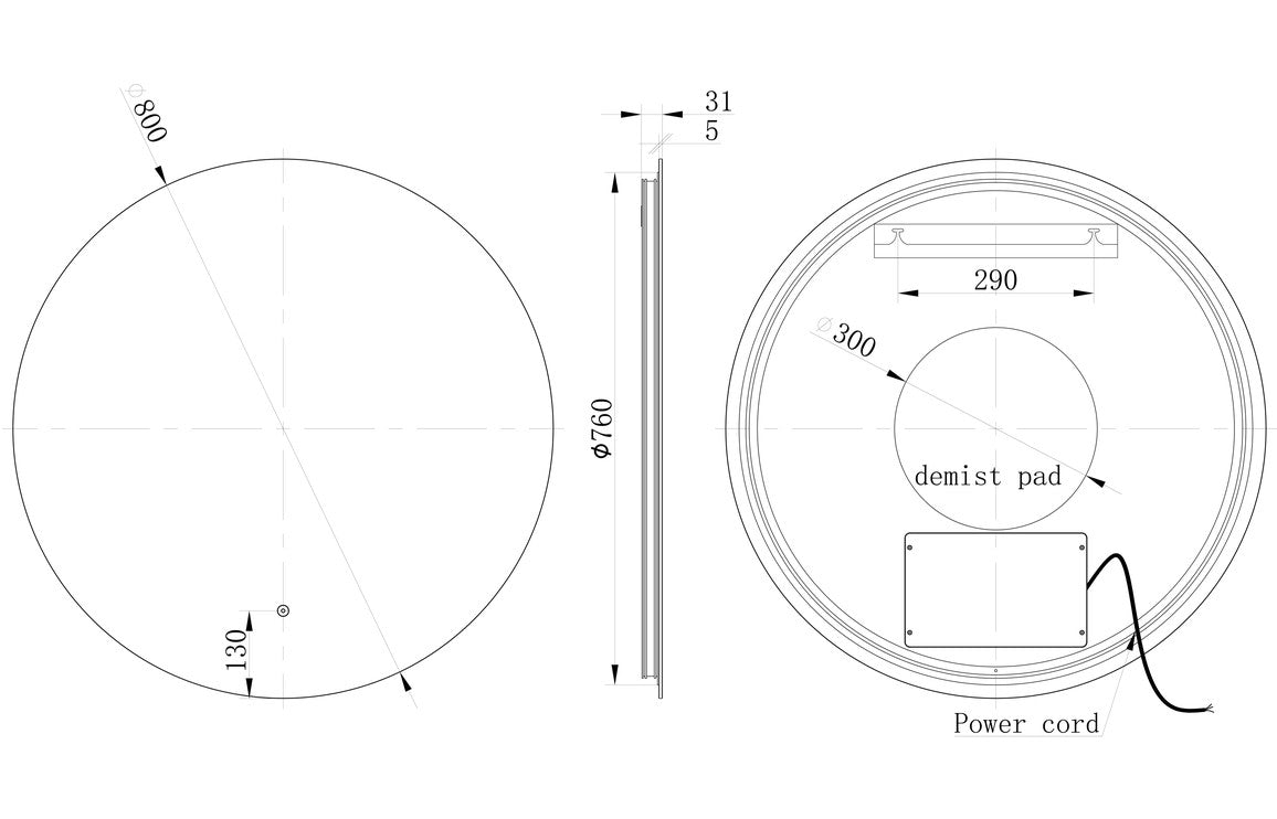 Venice 800mm Round Back-Lit LED Mirror - bathandtile