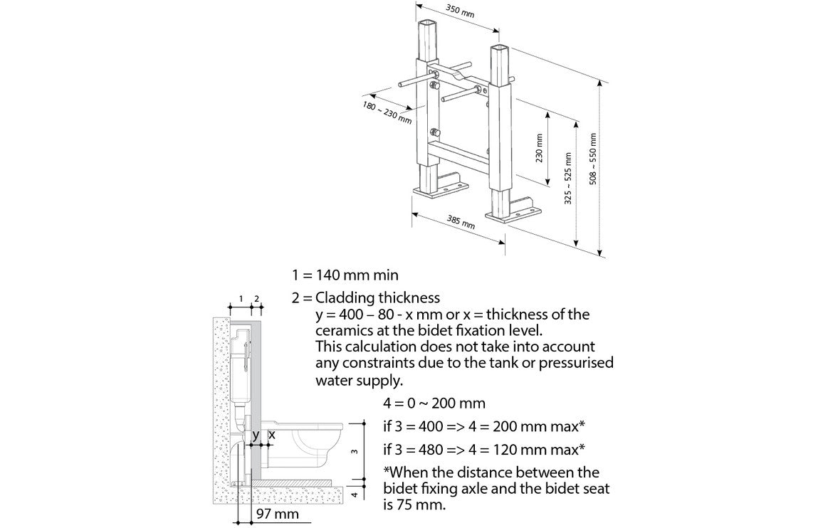 Wall Hung 0.5m WC Frame (exc. Cistern) - bathandtile
