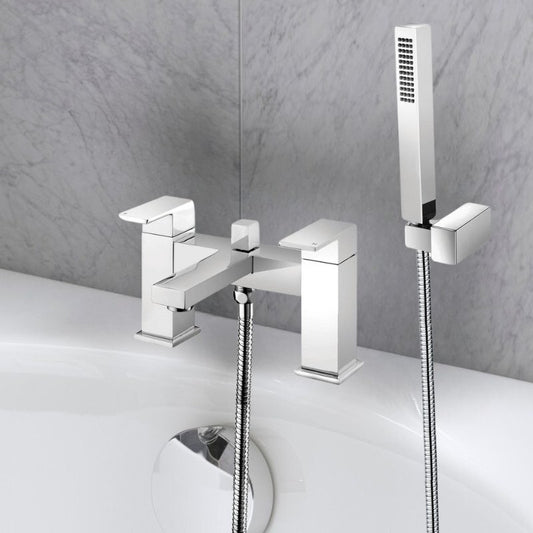 Zara Chrome Bath Filler Mixer Tap with Shower Kit - bathandtile