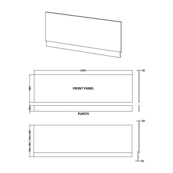 Nuie 1700mm Bath Front Panel