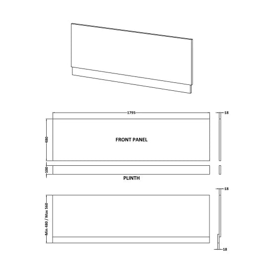 Nuie 1800mm Bath Front Panel