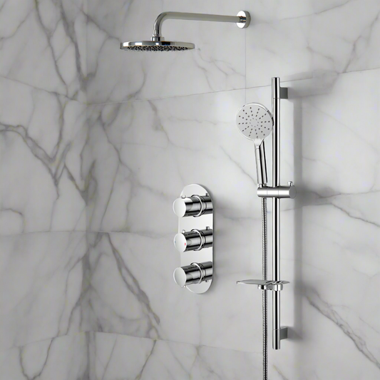 carlo round shower pack two outlet with riser overhead kit, Alessio, Mixer Showers, Shower Valves, Showers, 1