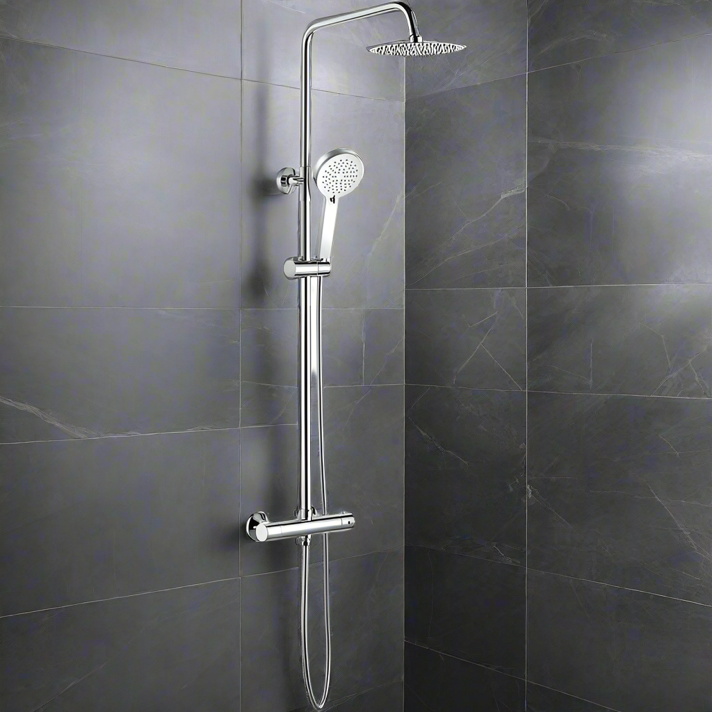 Amalia Thermostatic Bar Mixer Shower with Round Handset & Overhead