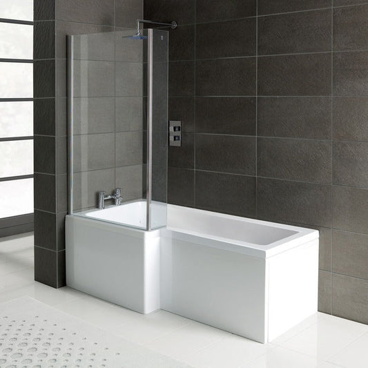 l shape shower bath panel screen 1700x700 850x410mm lh, Baths, Shower Baths, Alessio, 1