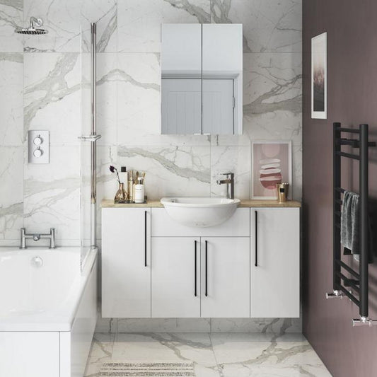 zaira 500mm mirrored unit white gloss, Alessio, Mirror Bathroom Cabinets, Mirrors, 1