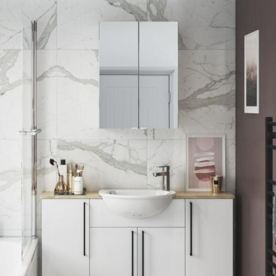 Zaira 500mm Mirrored Unit - White Gloss