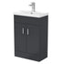 satin black floorstanding basin unit 550mm wide