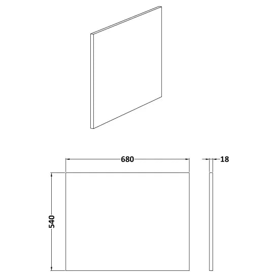Nuie 700mm Offset End Panel Waterproof