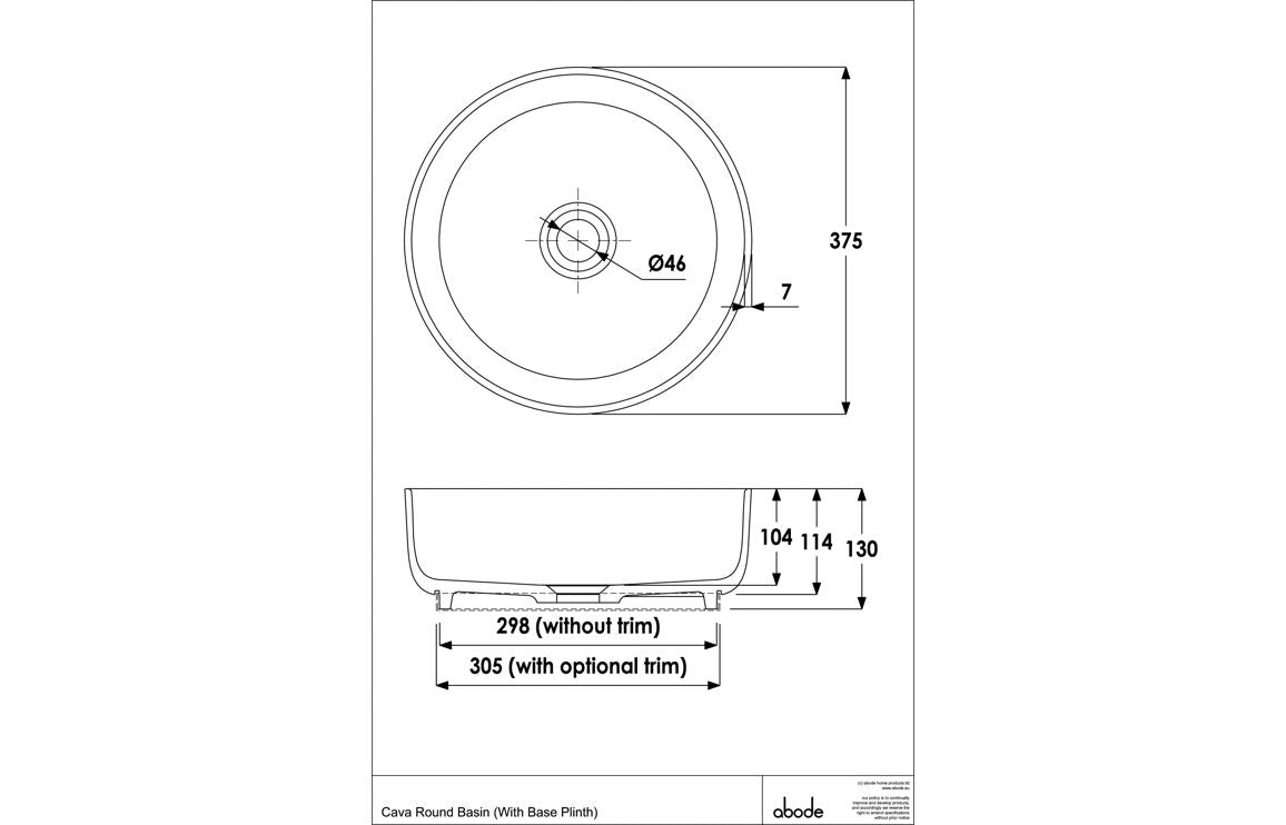 Abode Cava 375mm Round Basin - Pebble Grey