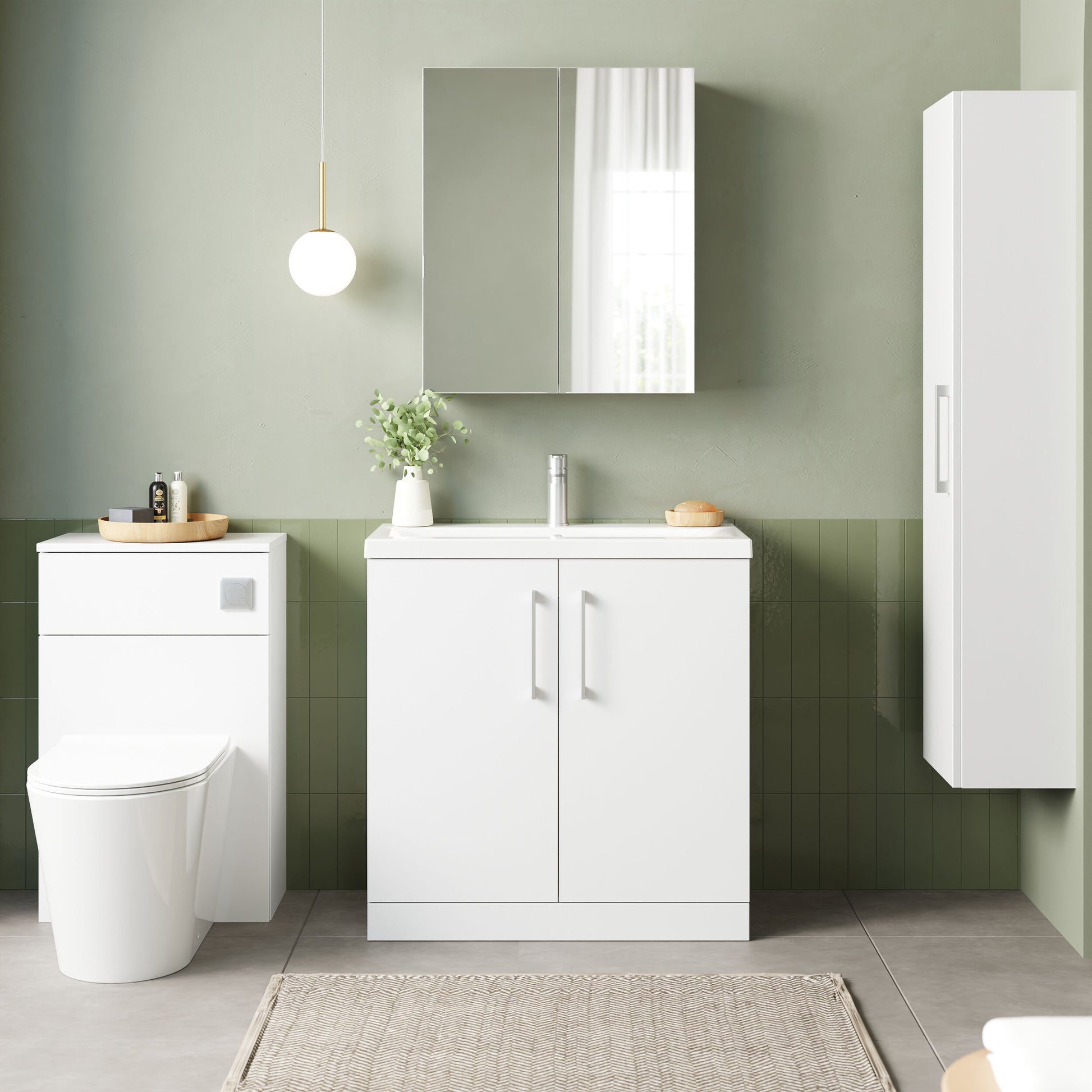 Arno Gloss White 800mm Floor Standing 2 Door Vanity & Mid Edge Basin