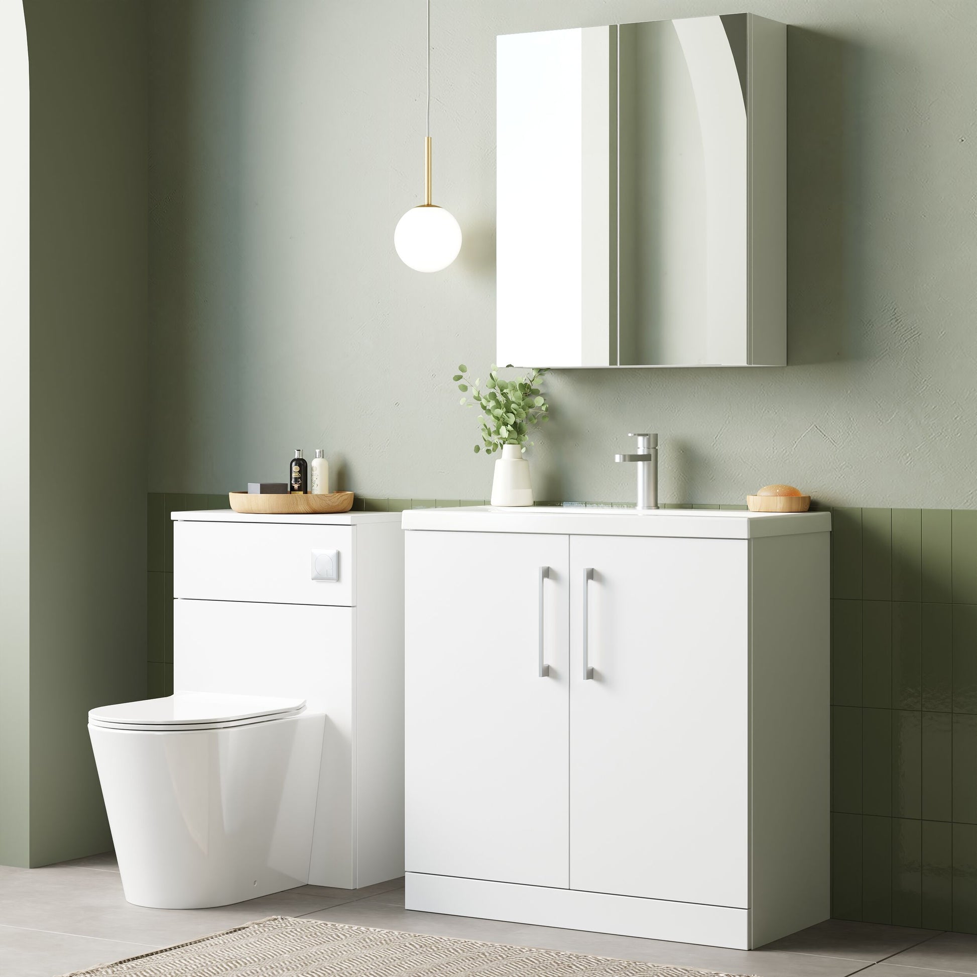 Arno Gloss White 800mm Floor Standing 2 Door Vanity & Mid Edge Basin