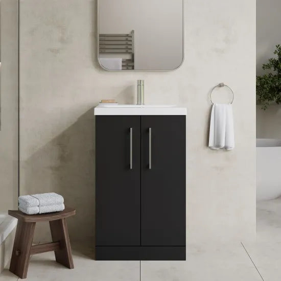 Arno 500mm Floor Standing 2 Door Mid Edge Basin Unit - 9 Options