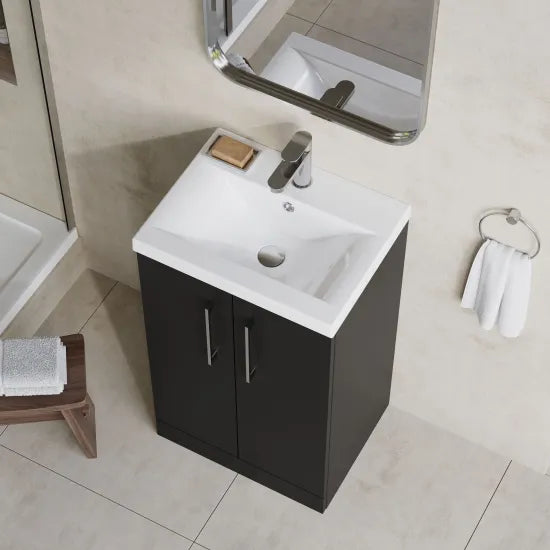 Arno 500mm Floor Standing 2 Door Mid Edge Basin Unit - 9 Options