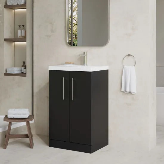 Arno 500mm Floor Standing 2 Door Mid Edge Basin Unit - 9 Options