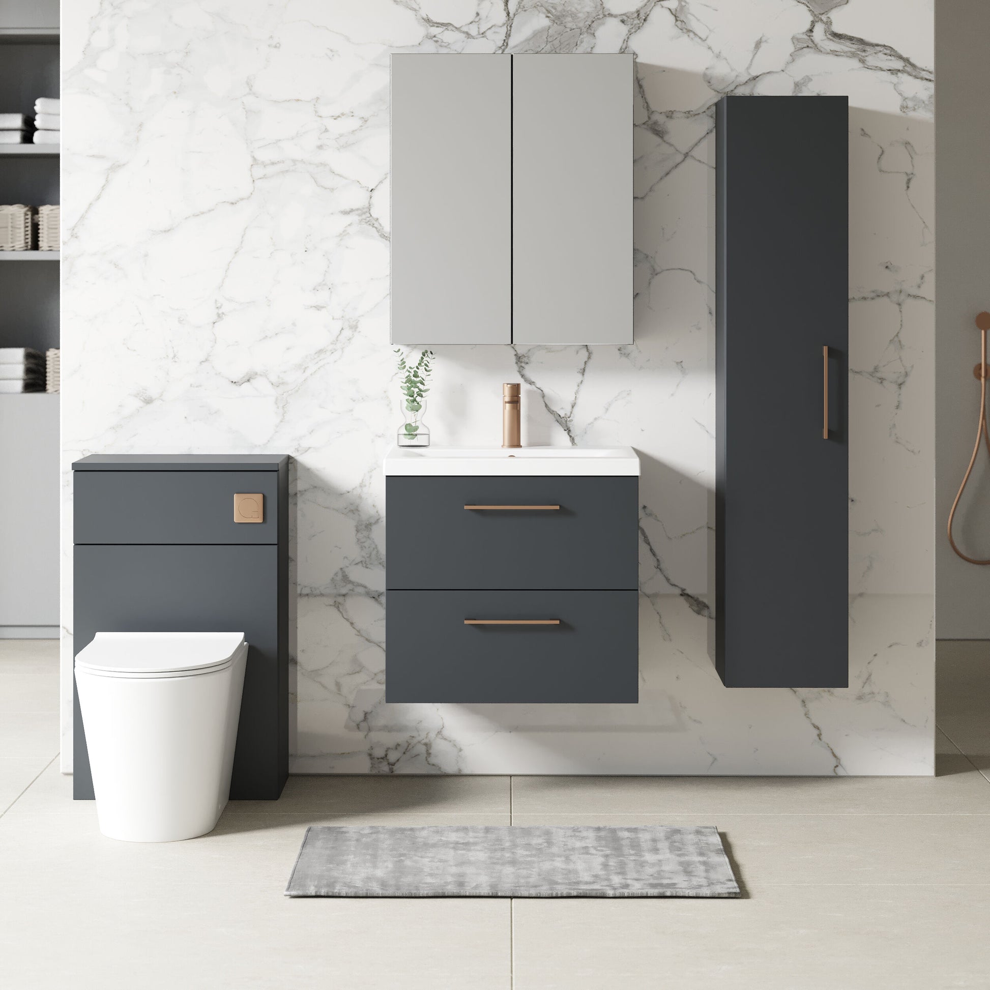 Arno Wall Hung 2 Drawer Mid Edge Basin Unit 600mm