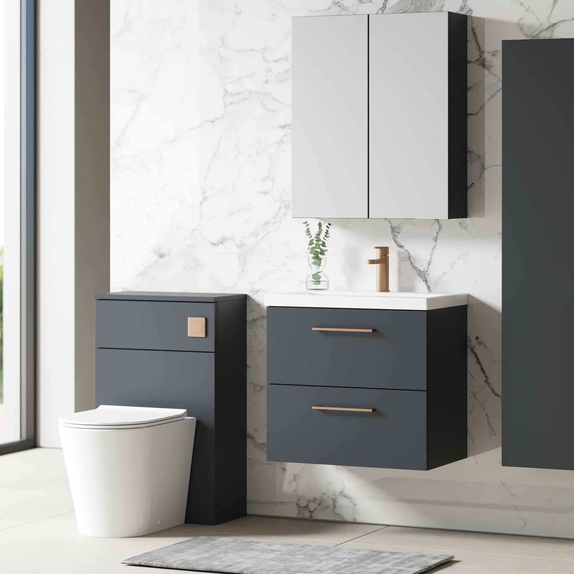 Arno Wall Hung 2 Drawer Mid Edge Basin Unit 600mm