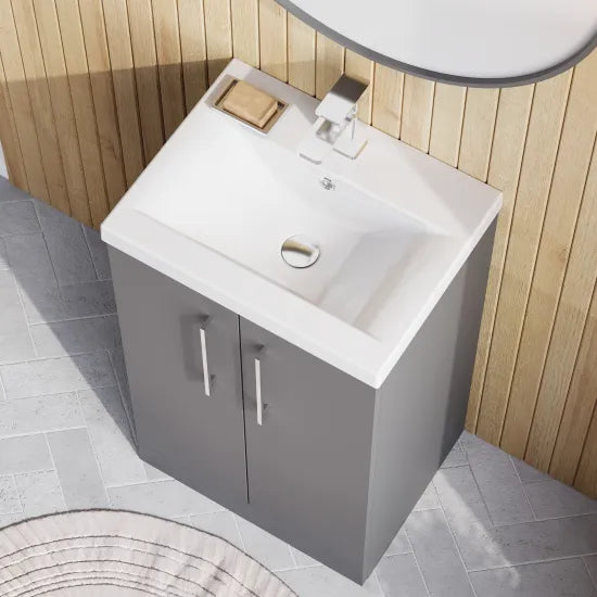Arno 500mm Floor Standing 2 Door Mid Edge Basin Unit - 9 Options