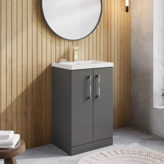 Arno 500mm Floor Standing 2 Door Mid Edge Basin Unit - 9 Options