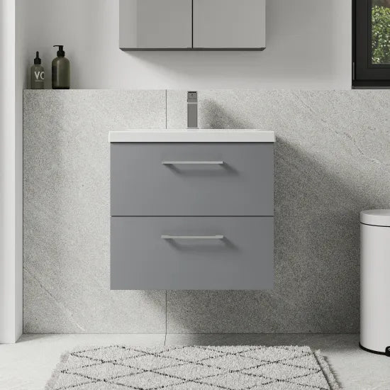 Arno Wall Hung 2 Drawer Mid Edge Basin Unit 600mm