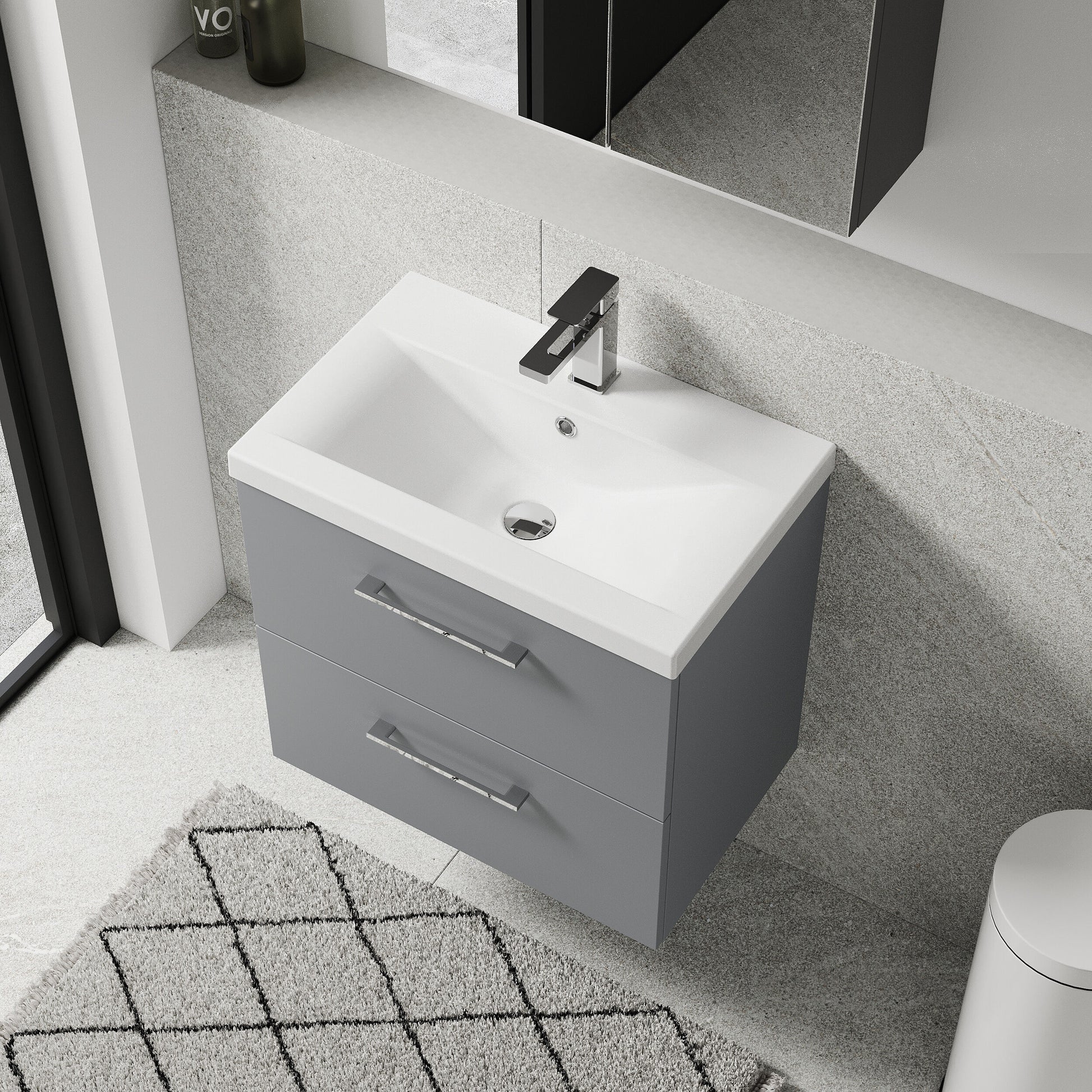 Arno Wall Hung 2 Drawer Mid Edge Basin Unit 600mm