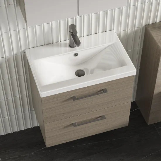 Arno Wall Hung 2 Drawer Mid Edge Basin Unit 600mm