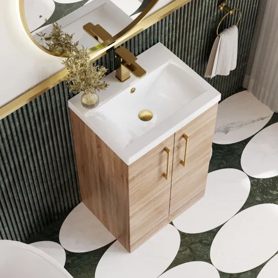 Arno 500mm Floor Standing 2 Door Mid Edge Basin Unit - 9 Options