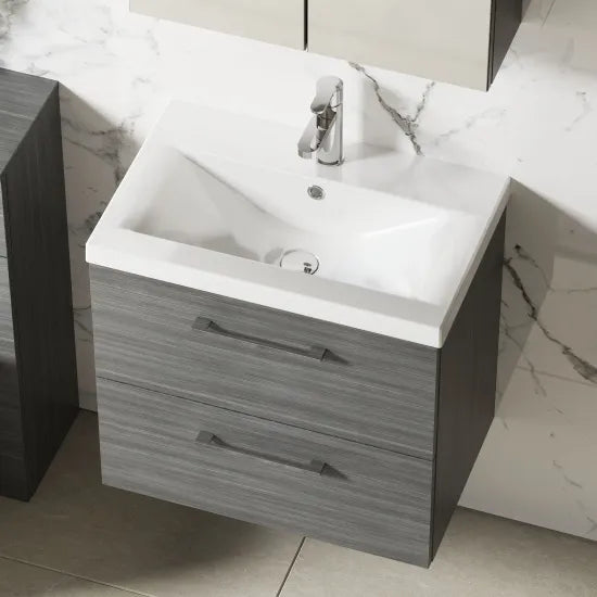 Arno Wall Hung 2 Drawer Mid Edge Basin Unit 600mm